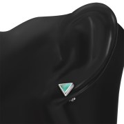 6pairs, Turquoise Triangle Silver Stud Earrings - e348